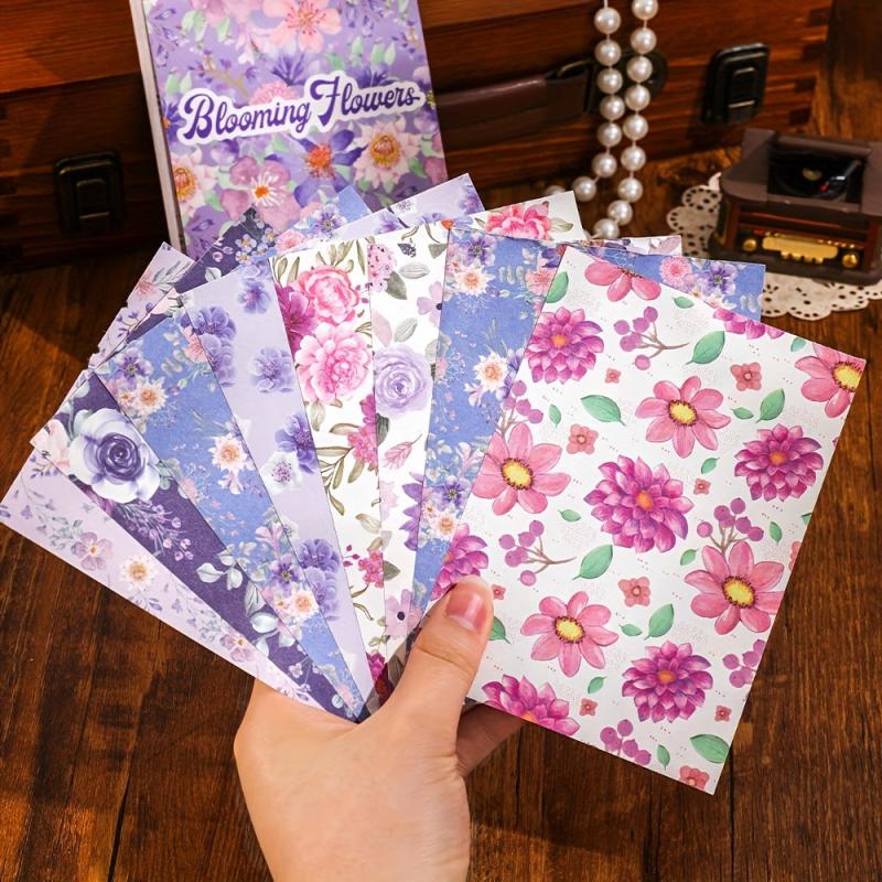 Vintage Purple Blooming Flowers Scrapbook Paper - 200 Sheets