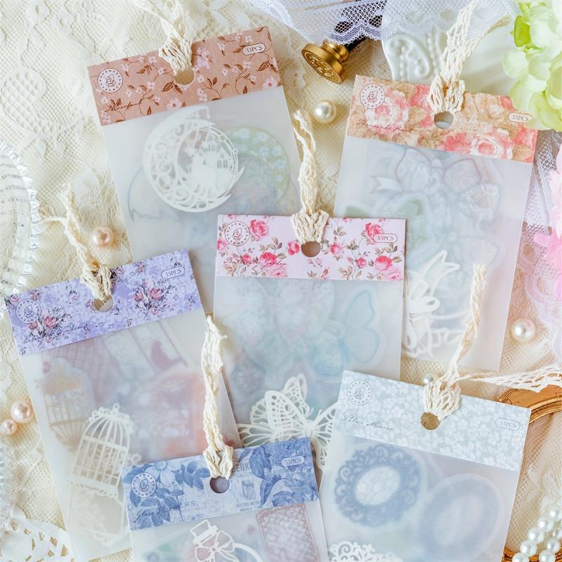 33pcs Lace Material Wrapped with Colored Yarn for DIY Journal