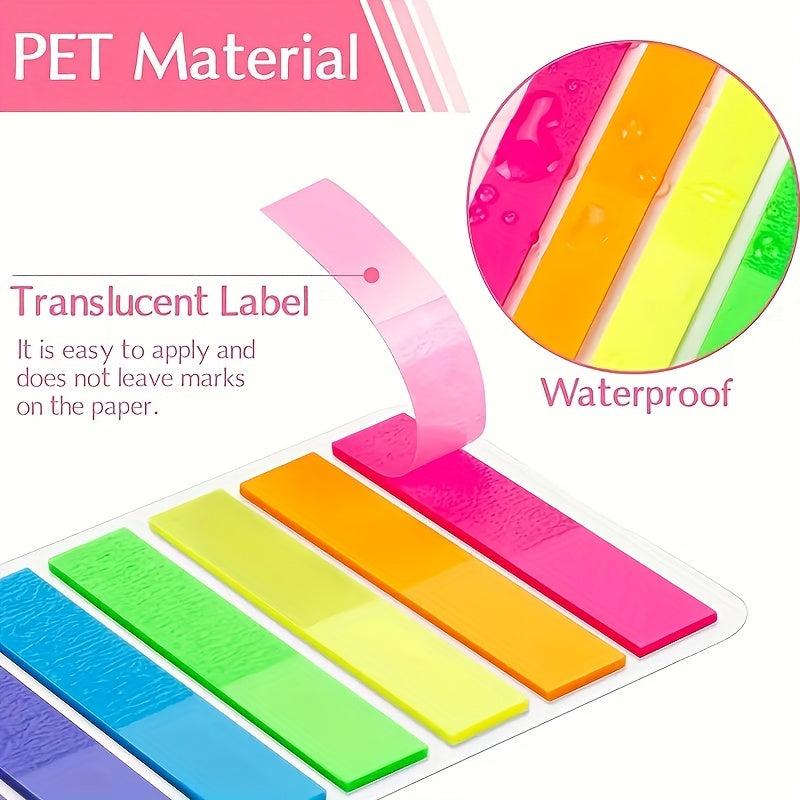 1020 Sheets Fluorescent Index Stickers Waterproof Sticky Note Paper
