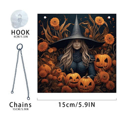 Halloween Acrylic Window Hangings Pumpkin Witch Painted Glass Hanging