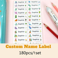 Custom Name Cartoon Stickers Waterproof Label For School Stationery