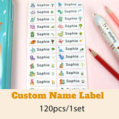 Custom Name Cartoon Stickers Waterproof Label For School Stationery