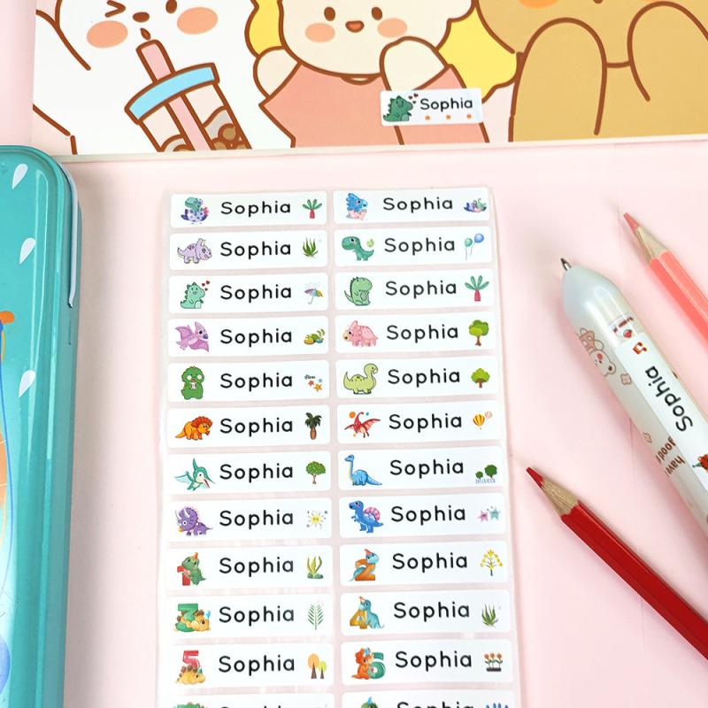 Custom Name Cartoon Stickers Waterproof Label For School Stationery