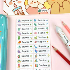 Custom Name Cartoon Stickers Waterproof Label For School Stationery