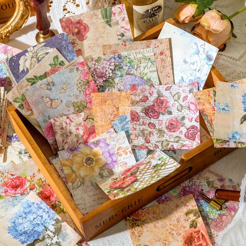 Vintage Floral Scrapbook Paper - 100 Sheets