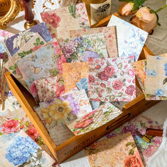 Vintage Floral Scrapbook Paper - 100 Sheets