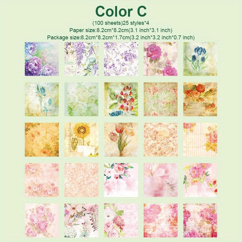 Vintage Floral Scrapbook Paper - 100 Sheets