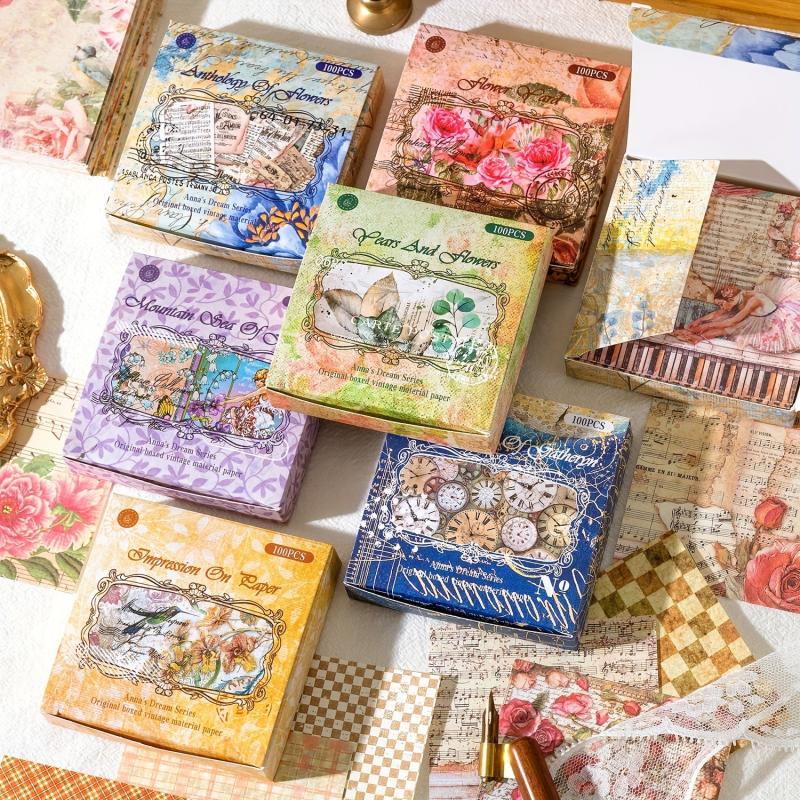 Vintage Floral Scrapbook Paper - 100 Sheets
