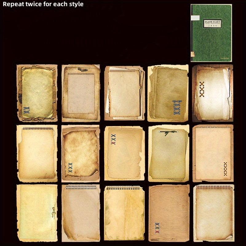 30pcs Retro Paper for Journal Diary Blank Notes Series