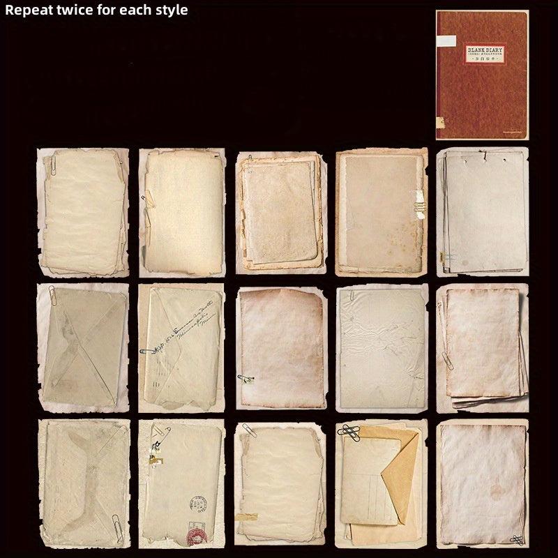 30pcs Retro Paper for Journal Diary Blank Notes Series