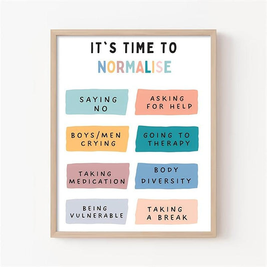 Normalize Therapy Poster for Men's Mental Health - 20x32 Inches - Unframed