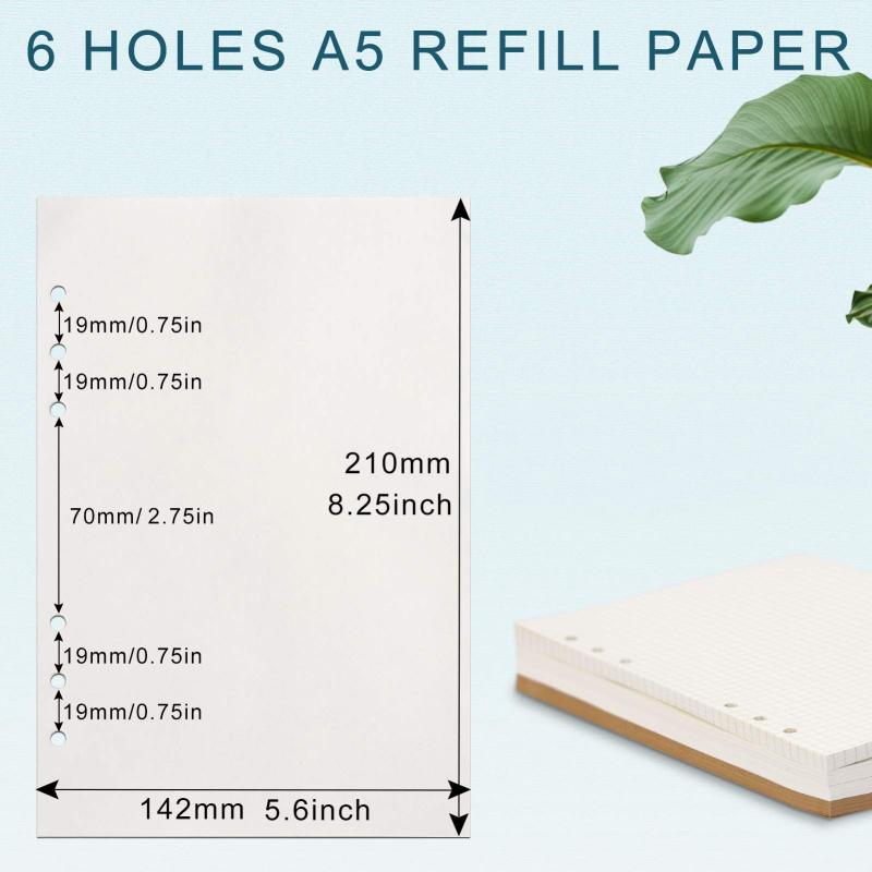 A5 Filler Paper 80 Pages Blank 6-Hole Punched
