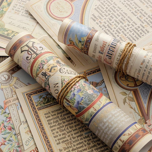 10 Vintage Double Adhesive Papers for Journal Decoration