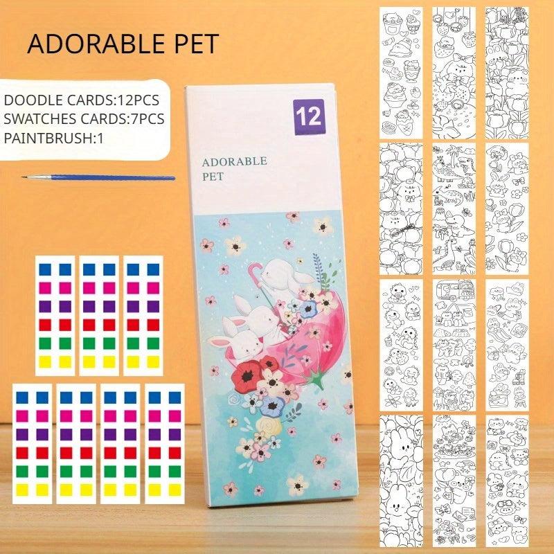 Children's Watercolor Coloring Card & Painting Book
