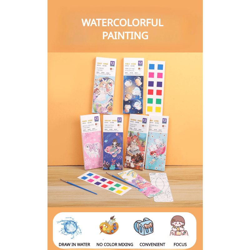 Children's Watercolor Coloring Card & Painting Book
