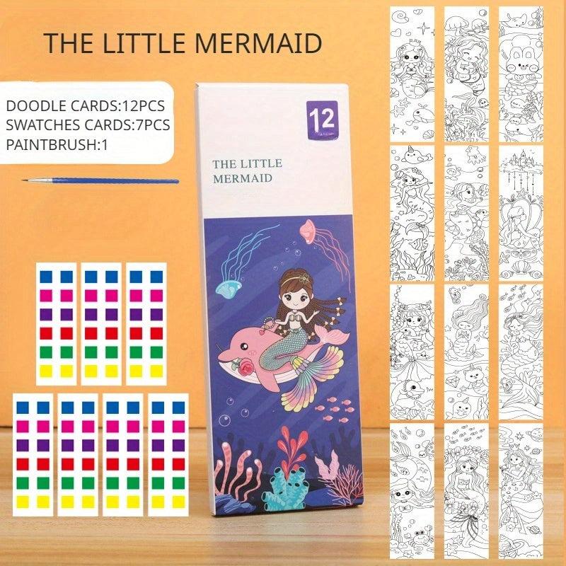 Children's Watercolor Coloring Card & Painting Book