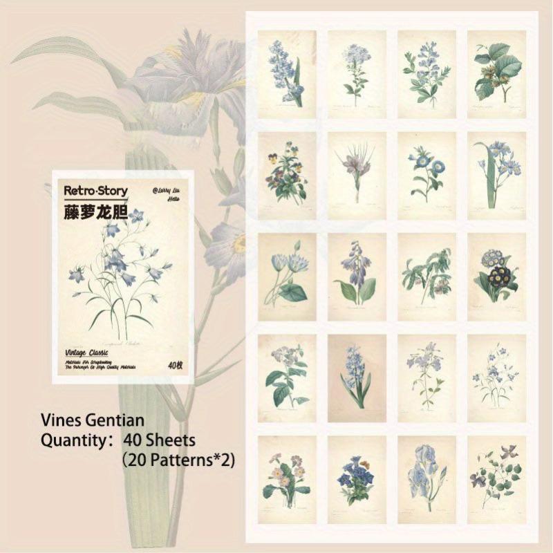 40 Sheets Mini Vintage Scrapbook Paper Stationery Material for DIY Journaling