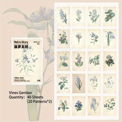 40 Sheets Mini Vintage Scrapbook Paper Stationery Material for DIY Journaling