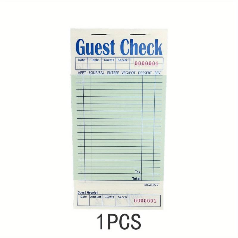 Server Guest Check Books 50 Total For Restaurants Waiter Checkbook Food Receipt