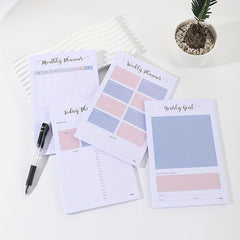 Plaid Pink Flip Up Planner 60 Sheets Daily Weekly Anniversary Story Book
