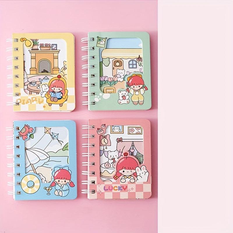 Set Of 4 Hand Account Book Pocket Coil Portable Loose leaf Novelty Small Book