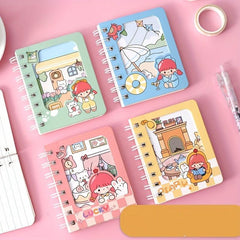 Set Of 4 Hand Account Book Pocket Coil Portable Loose leaf Novelty Small Book