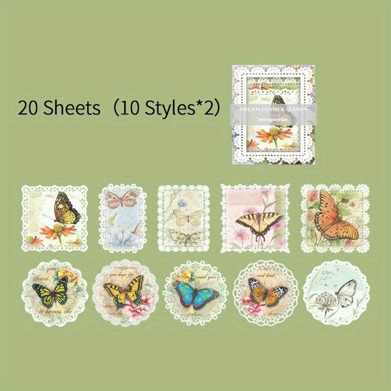 20 Sheets Vintage Lace Hollowed Out Paper Set DIY Scrapbooking Supplies