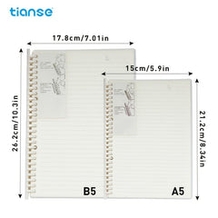 TIANSE A5 B5 Pull Clip Loose Leaf Notebook With 80 Sheets