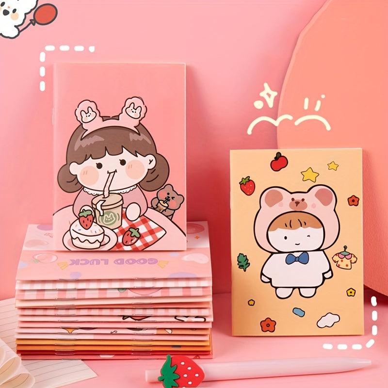 10pcs Cartoon Mini Notebooks 16 Sheets Portable & Creative