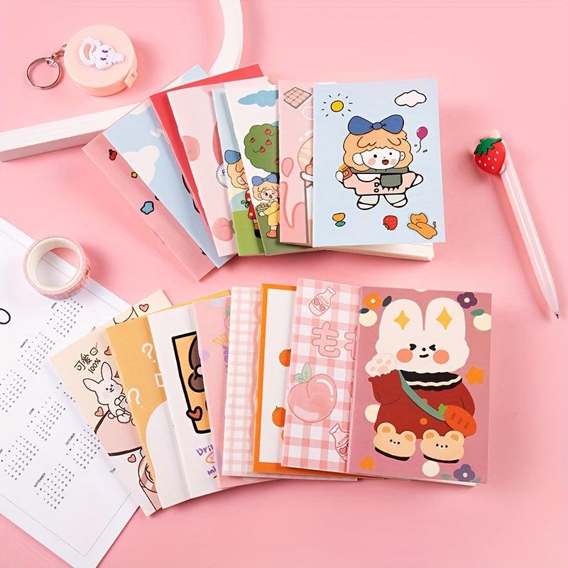 10pcs Cartoon Mini Notebooks 16 Sheets Portable & Creative