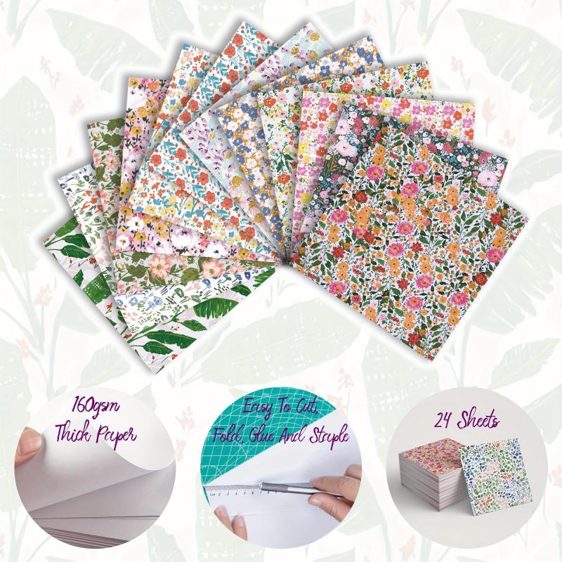 24 Sheets 6x6 Floral Scrapbook Paper Pad DIY Journaling Kit