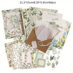 Retro Plant Letter Sign Series Decoration Material 40 Sheets