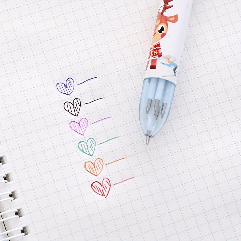 1pc Christmas 6 Ballpoint Pen Hand Account Marker Pen Student Prize Gift Pen