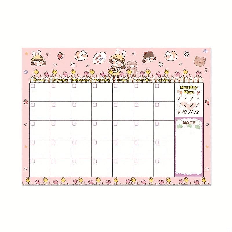 Pink Monthly Planner Calendar Tear Off Organizer For Work Study Events