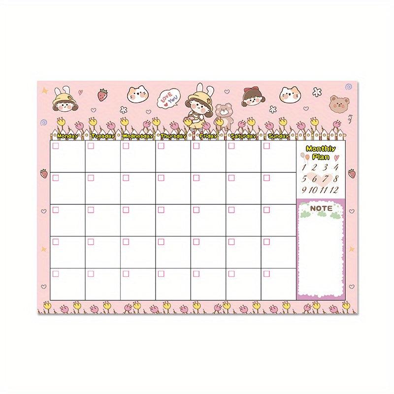 Pink Monthly Planner Calendar Tear Off Organizer For Work Study Events