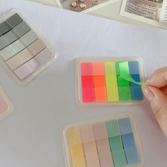 400 Sheets Fluorescent Sticky Notes Mini Text Highlighter Strips Neon Index Tags