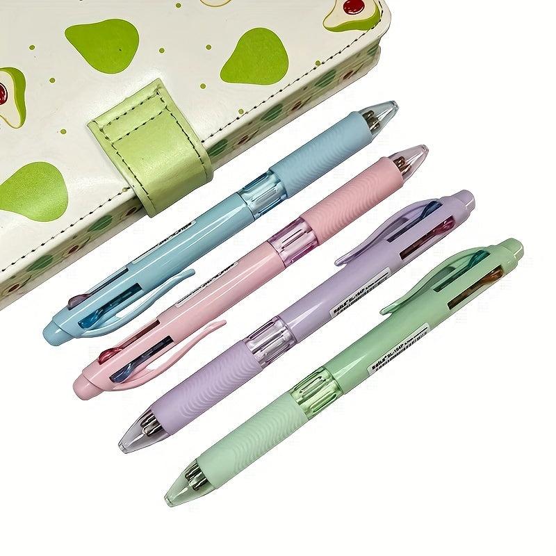 2pcs 4 in 1 Colorful Retractable Multifunction Pens for Students & Office