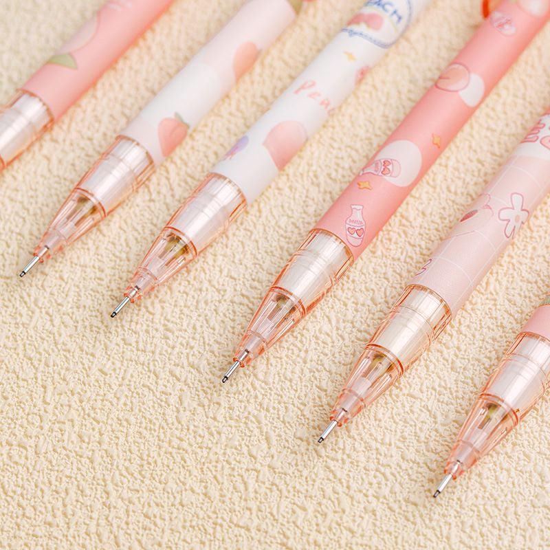 3pcs Sweet Peach Mech Pencils 0.5mm Lead Cartoon Gift Students