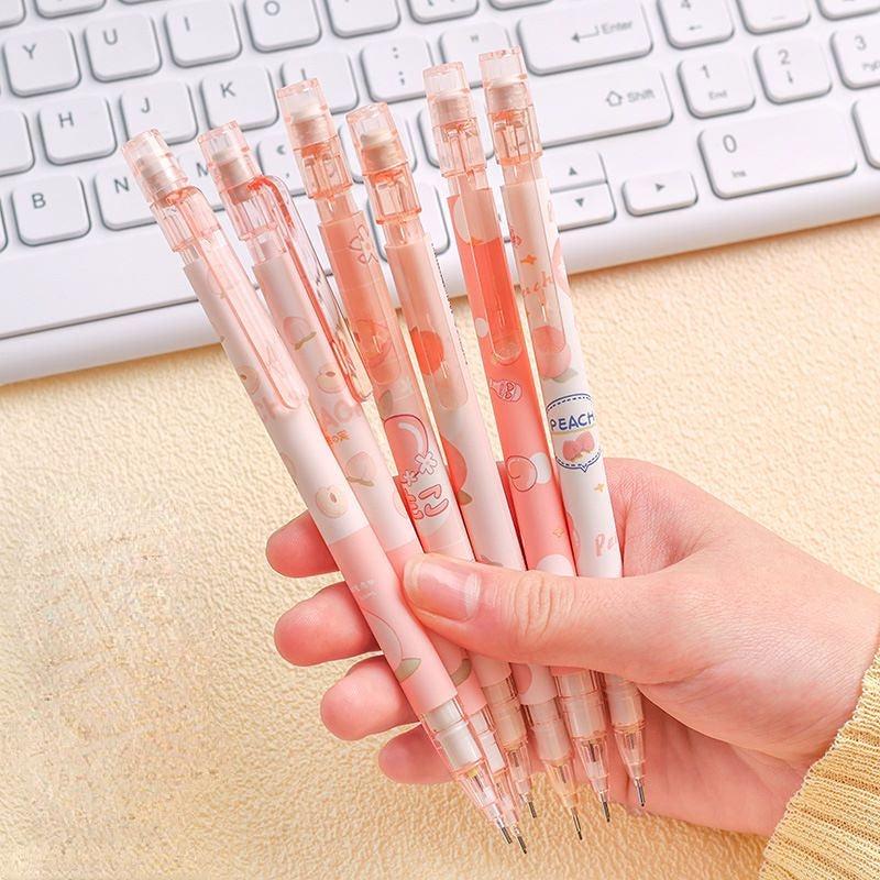 3pcs Sweet Peach Mech Pencils 0.5mm Lead Cartoon Gift Students