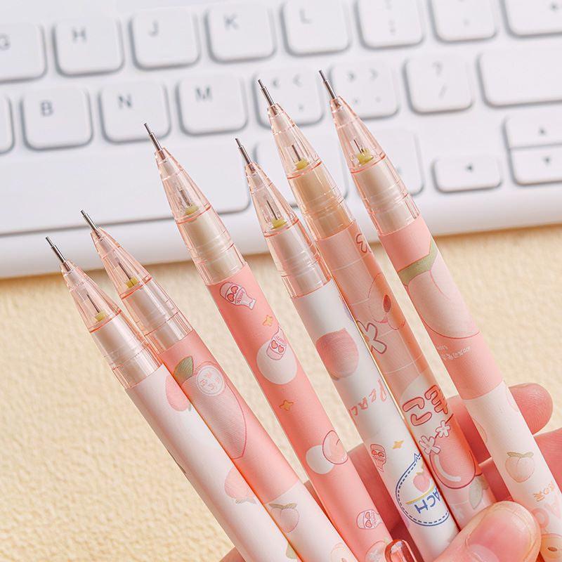 3pcs Sweet Peach Mech Pencils 0.5mm Lead Cartoon Gift Students