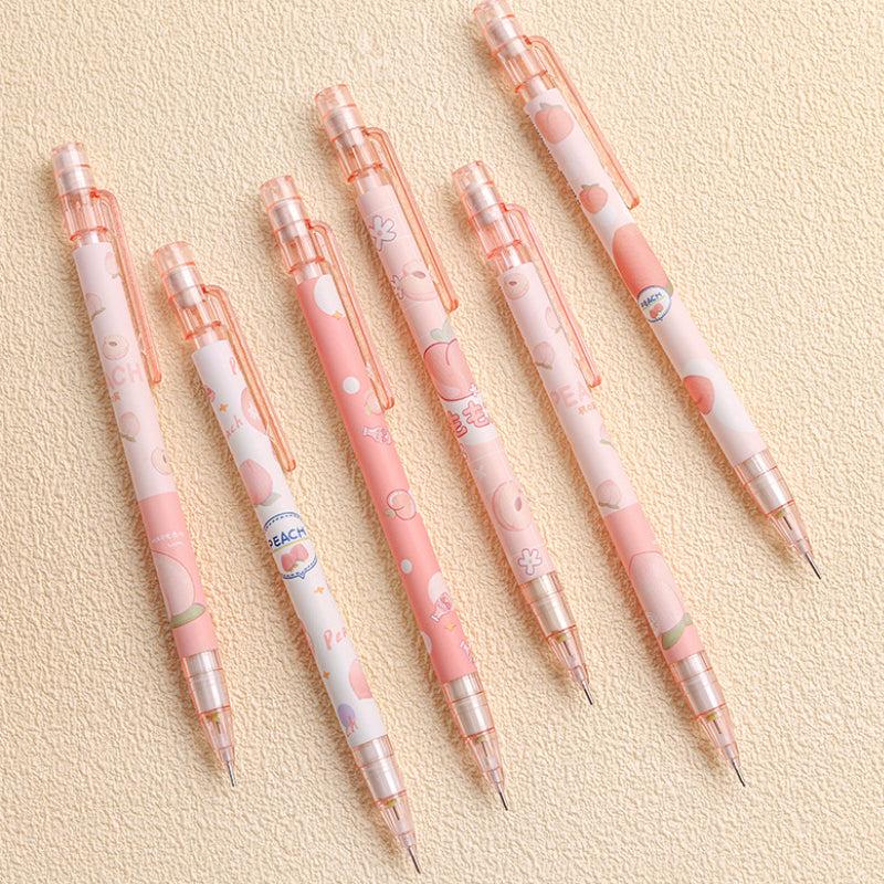 3pcs Sweet Peach Mech Pencils 0.5mm Lead Cartoon Gift Students