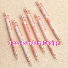 3pcs Sweet Peach Mech Pencils 0.5mm Lead Cartoon Gift Students