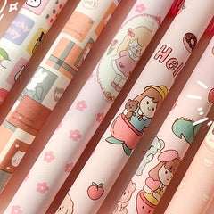 6 Pcs 0.5mm Tea Princess Gel Pens - Elegant & Stylish Writing