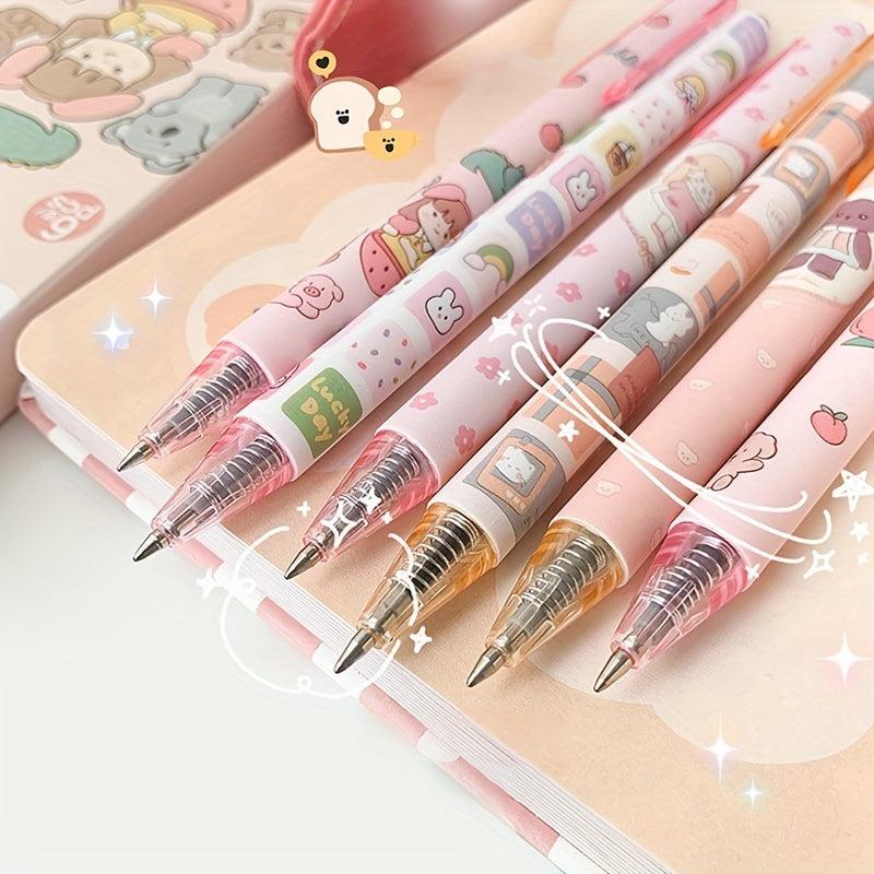 6 Pcs 0.5mm Tea Princess Gel Pens - Elegant & Stylish Writing