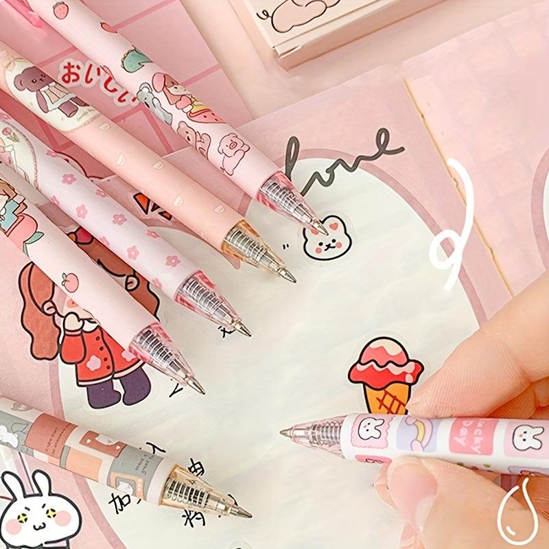 6 Pcs 0.5mm Tea Princess Gel Pens - Elegant & Stylish Writing