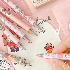 6 Pcs 0.5mm Tea Princess Gel Pens - Elegant & Stylish Writing