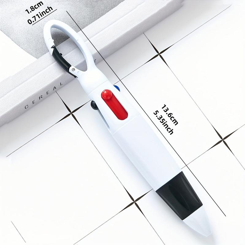 6pcs Mountaineering Buckle Four Ball Pen Portable Fat Pocket Pen Gift
