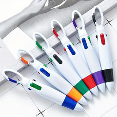 6pcs Mountaineering Buckle Four Ball Pen Portable Fat Pocket Pen Gift