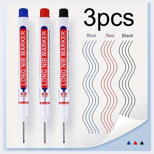 3pcs Deep Hole Lengthened Head Marker Pen Ceramic Tile Deep Hole Marker Pen