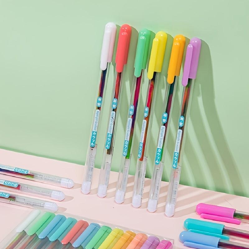 6pcs Rainbow Gradient Glitter Gel Pens - Vibrant Colors